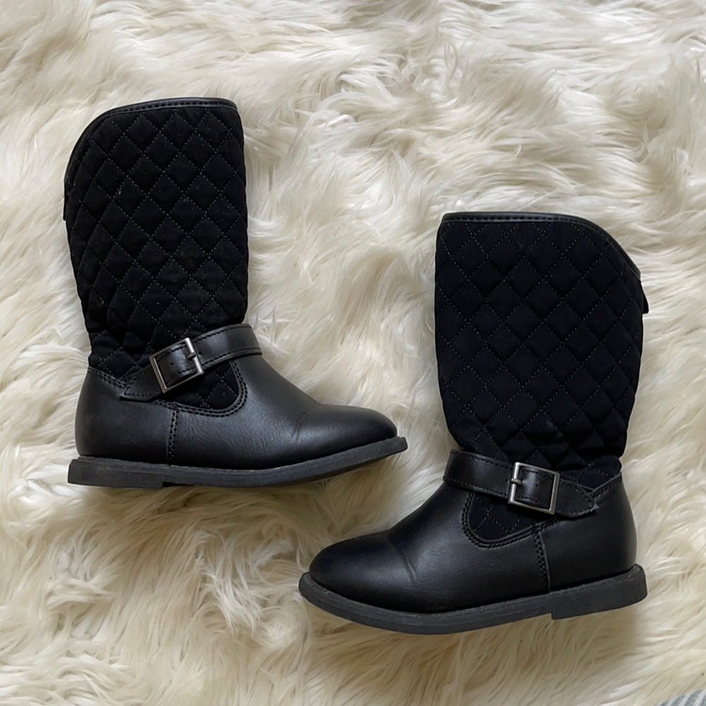 Carter's Kids Black Quilted Boots with Buckle